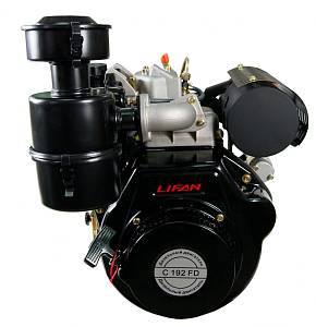 Двигатель LIFAN C192FD 6А (15 л.с., 4-хтактный, одноцилиндровый, с воздушным охлаждением, вал 25 мм, объем 499см³, катушка 6А, ручной/электрический стартер, вес 57 кг)