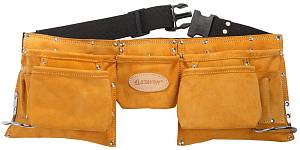 STAYER кожаный, 2 скобы, пояс для инструментов с 11 карманами, Professional (38520)